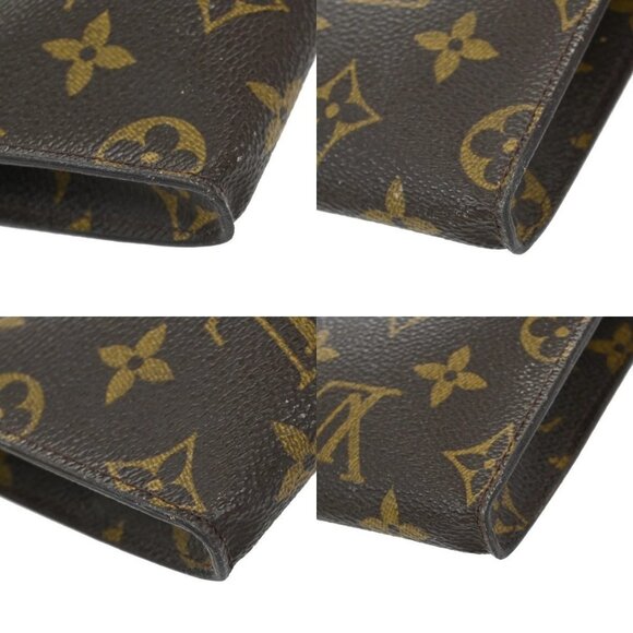 LOUIS VUITTON Logo BUCKET PM Pouch Bag Monogram Leather Brown France - Picture 7 of 13